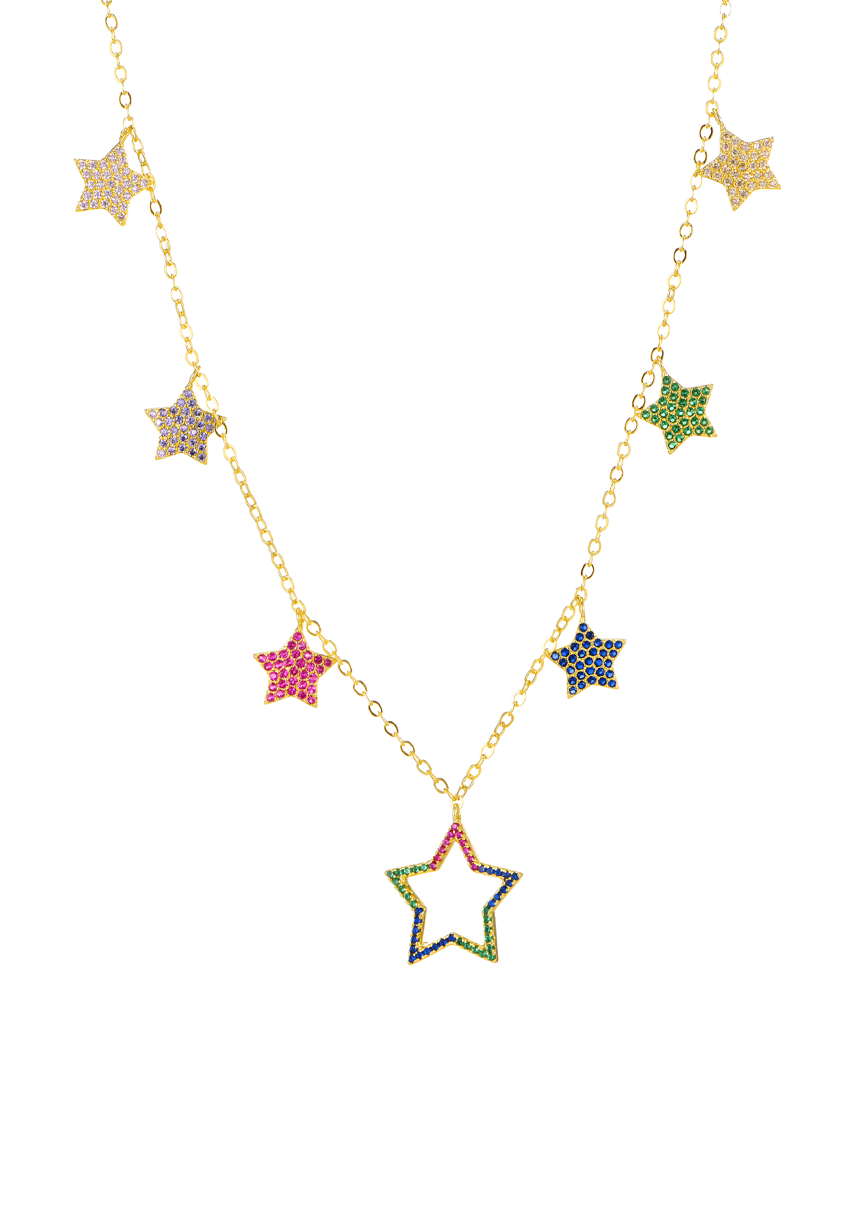 Foufou Rainbow Stars Golden Necklace