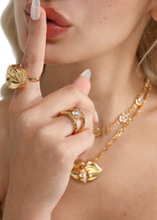 Xanthe White Stone Exotic Golden Ring