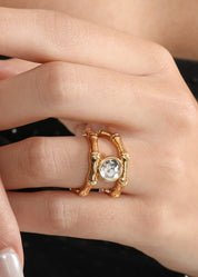 Xanthe White Stone Exotic Golden Ring