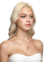 Marvis Pink Bow Golden Necklace