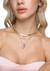 Foufou Heart Alphabets Necklace - Golden