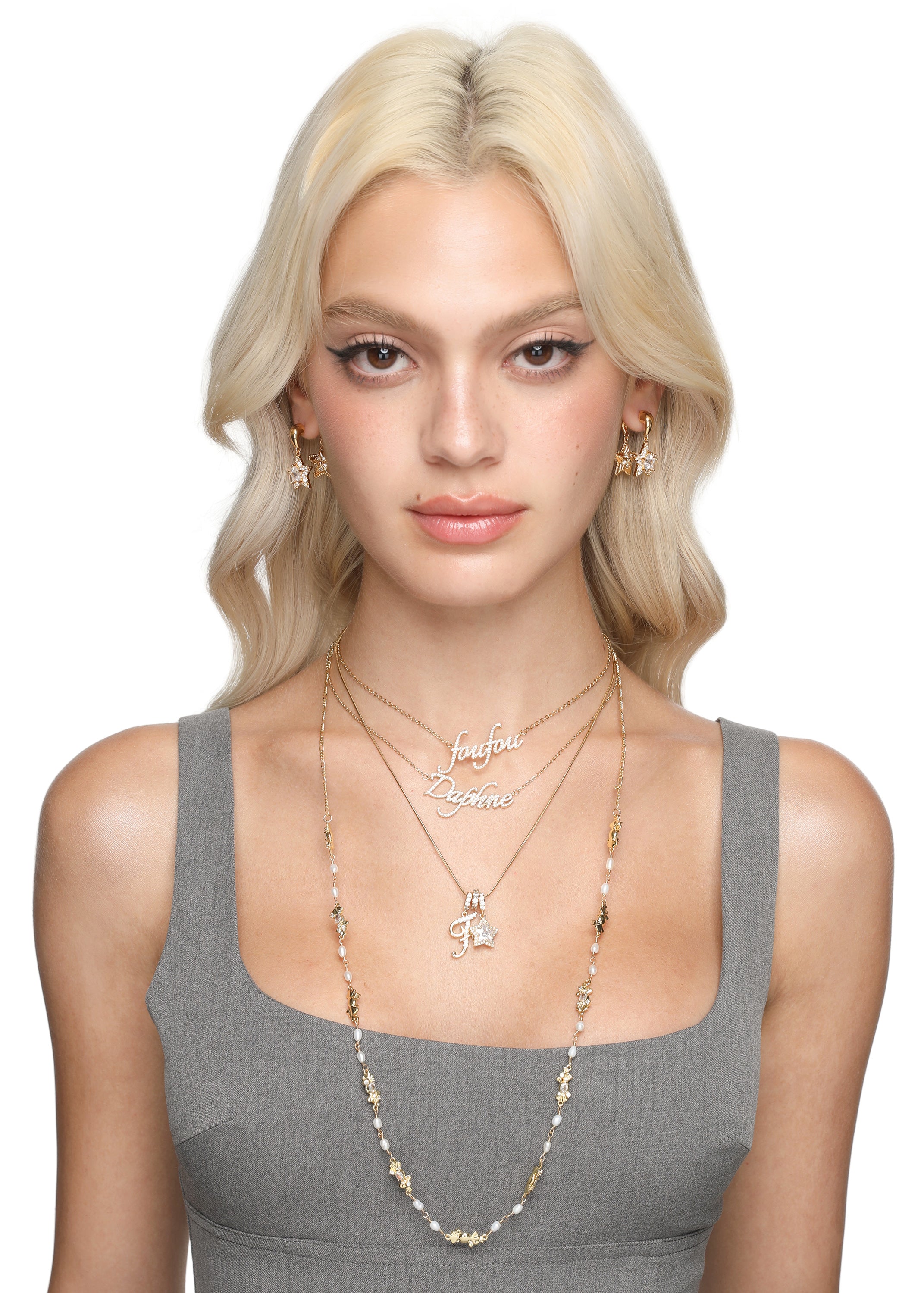 Star Alphabets Golden Necklace