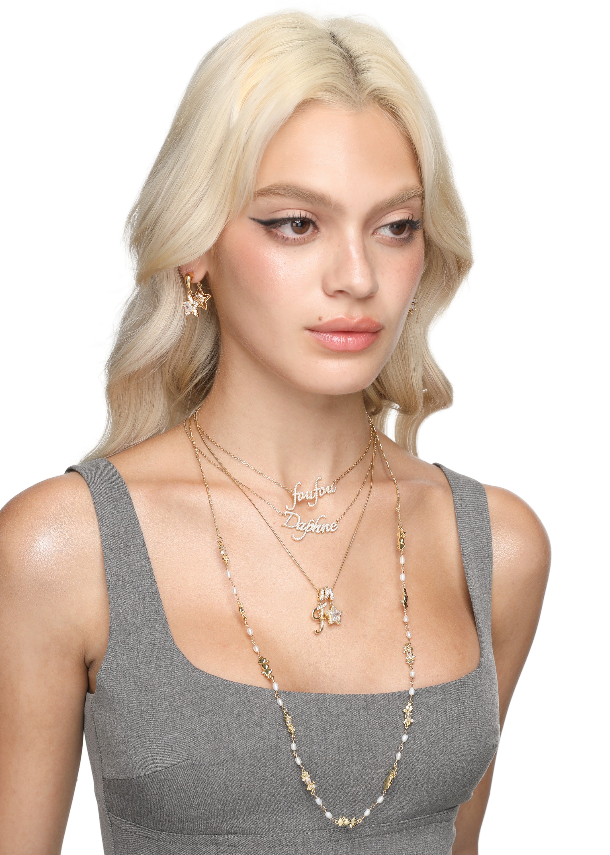 Star Alphabets Golden Necklace