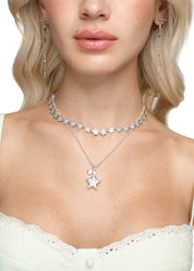 Jane Star Sun Necklace - Blue Silver