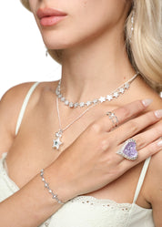 Adam Love In All Shape Pink Ring - Silver