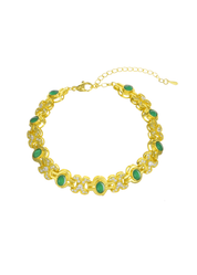 Glittering Serena Green Gem Stones Golden Bracelet