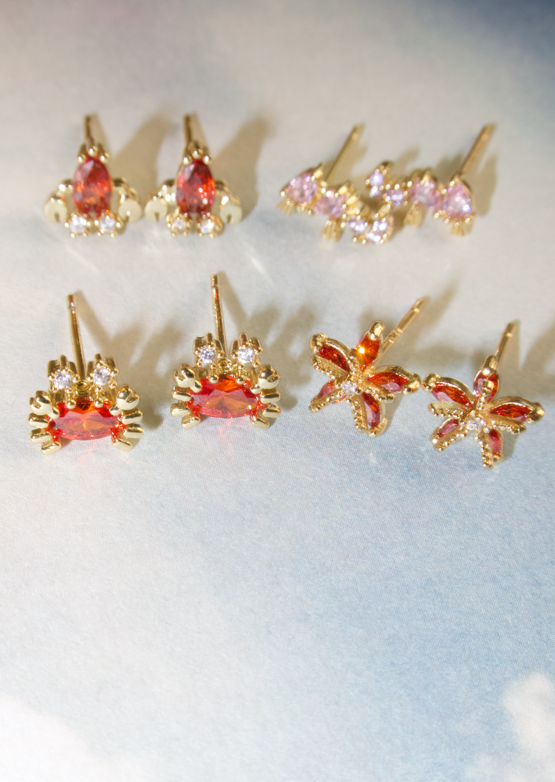 Glittering Petit Pink Sea Horse Stud Earrings