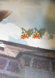 Glittering Petit Orange Crab Stud Earrings