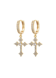 Ivonne Gothic Golden Cross Earrings
