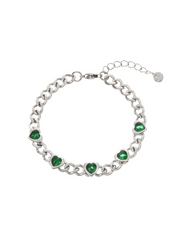 Sabino Green Love Silver Chain Bracelet