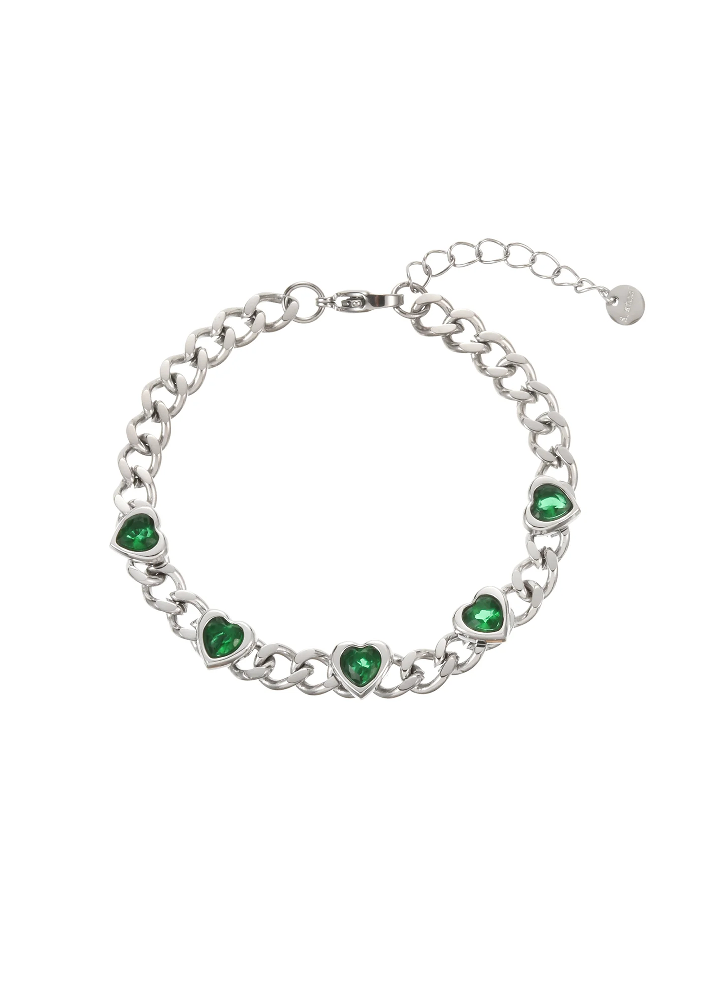 Sabino Green Love Silver Chain Bracelet