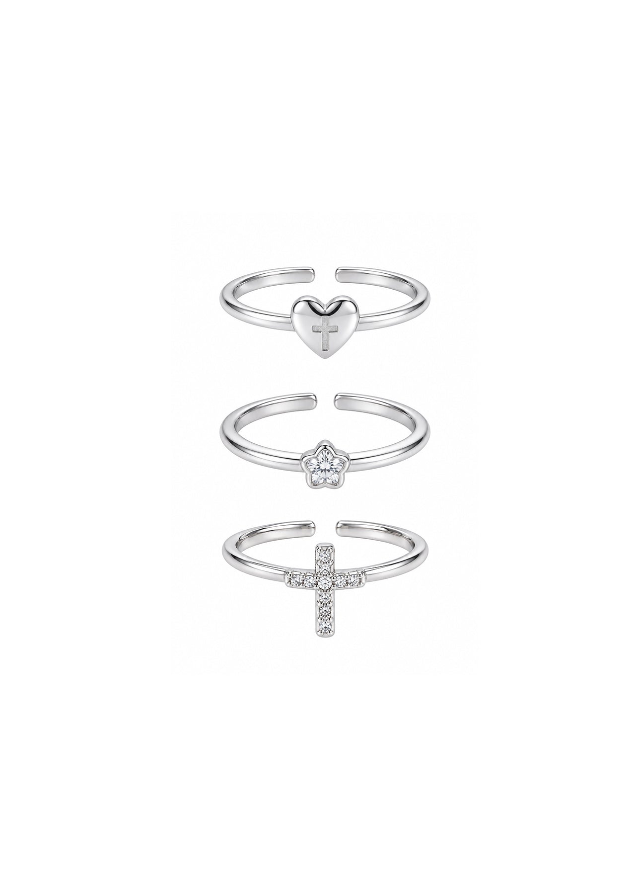 Saint Love Trio Silver Rings