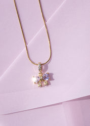 Marvis Pink Bow Golden Necklace