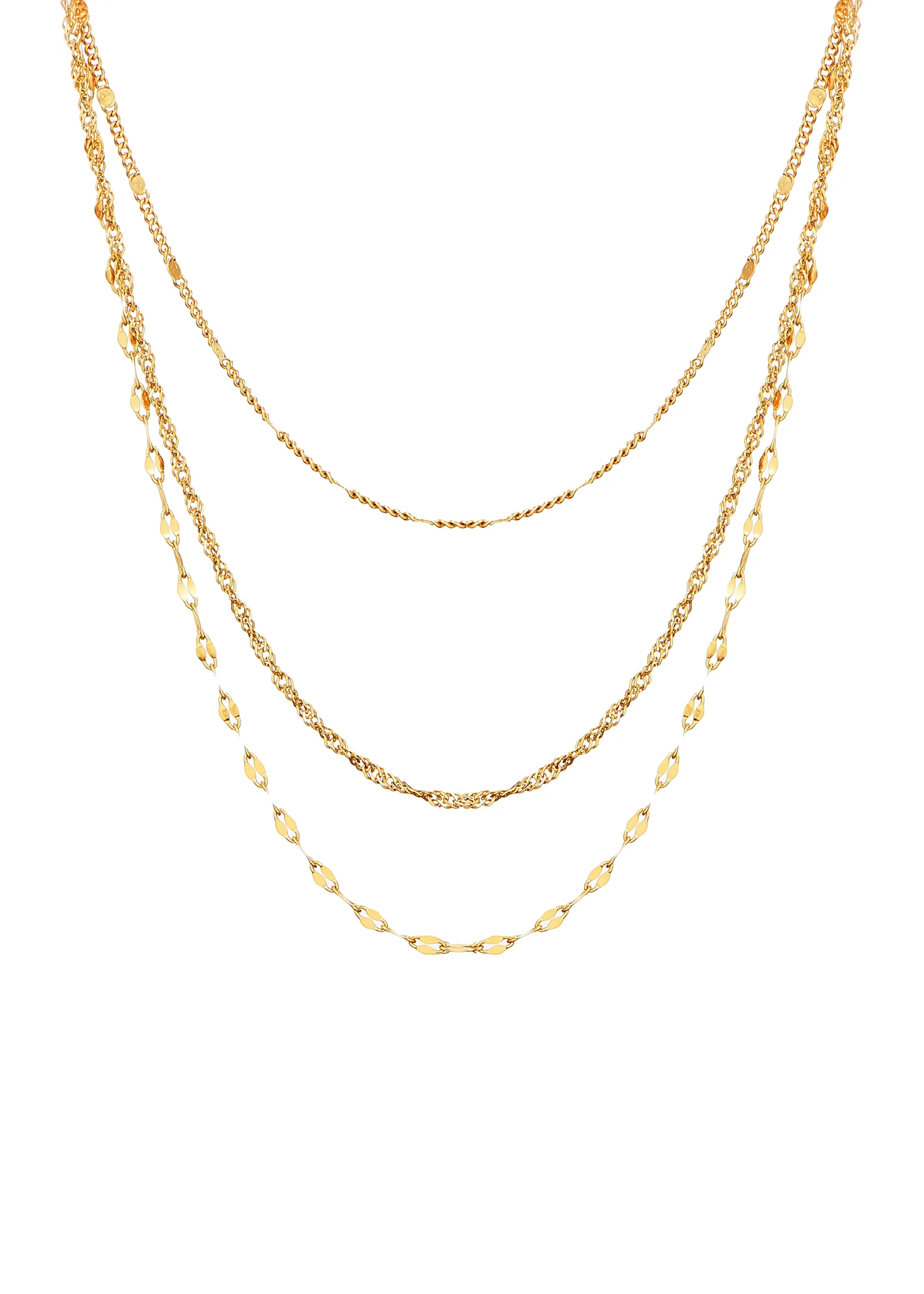 Star Trio-Layer Golden Chain Necklace