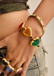 Delilah Green Stones Golden Bracelet