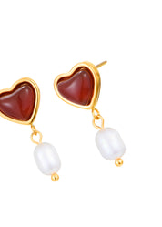 Emily Carnelian Pearl Summer Golden Earrings