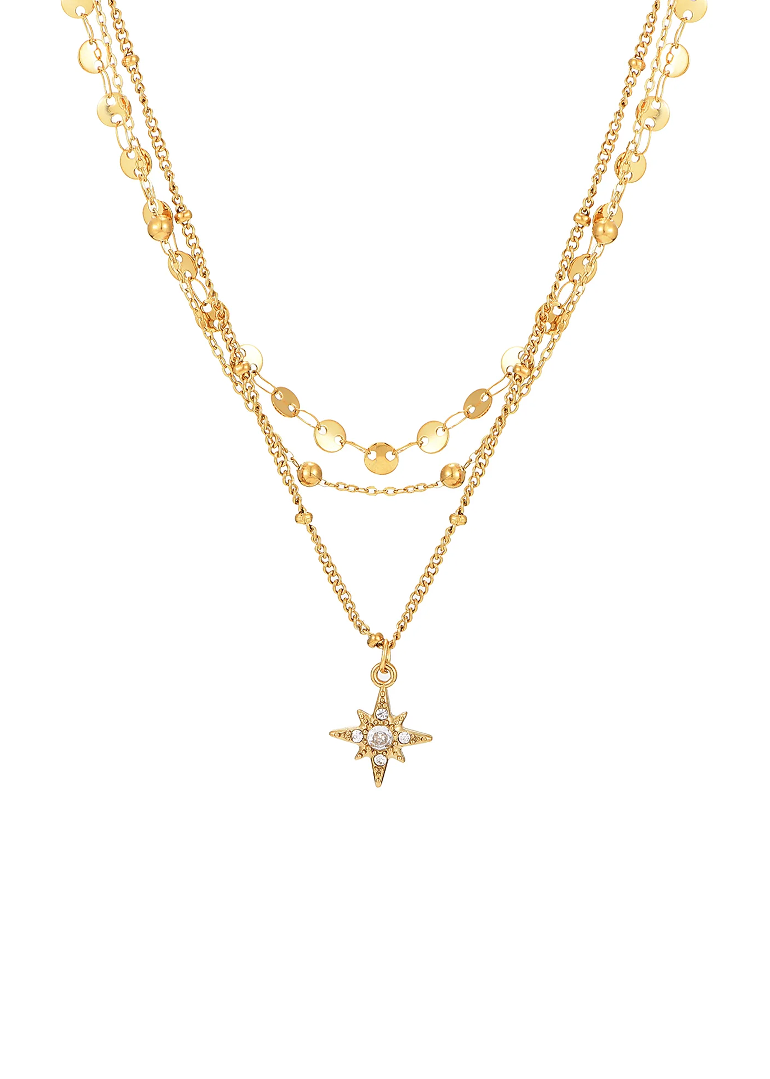 Star Trio-Layer Golden Chain Necklace – Vintage Jewelry for Women Star Trio-Layer Golden Chain Necklace – Vintage Jewelry for Women