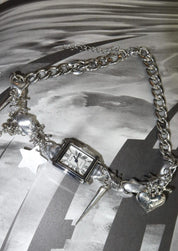 Collar de gargantilla de plata Y2k de medianoche en punto