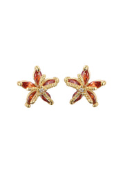 Pendientes de botón Petit Red Seastar con brillantina