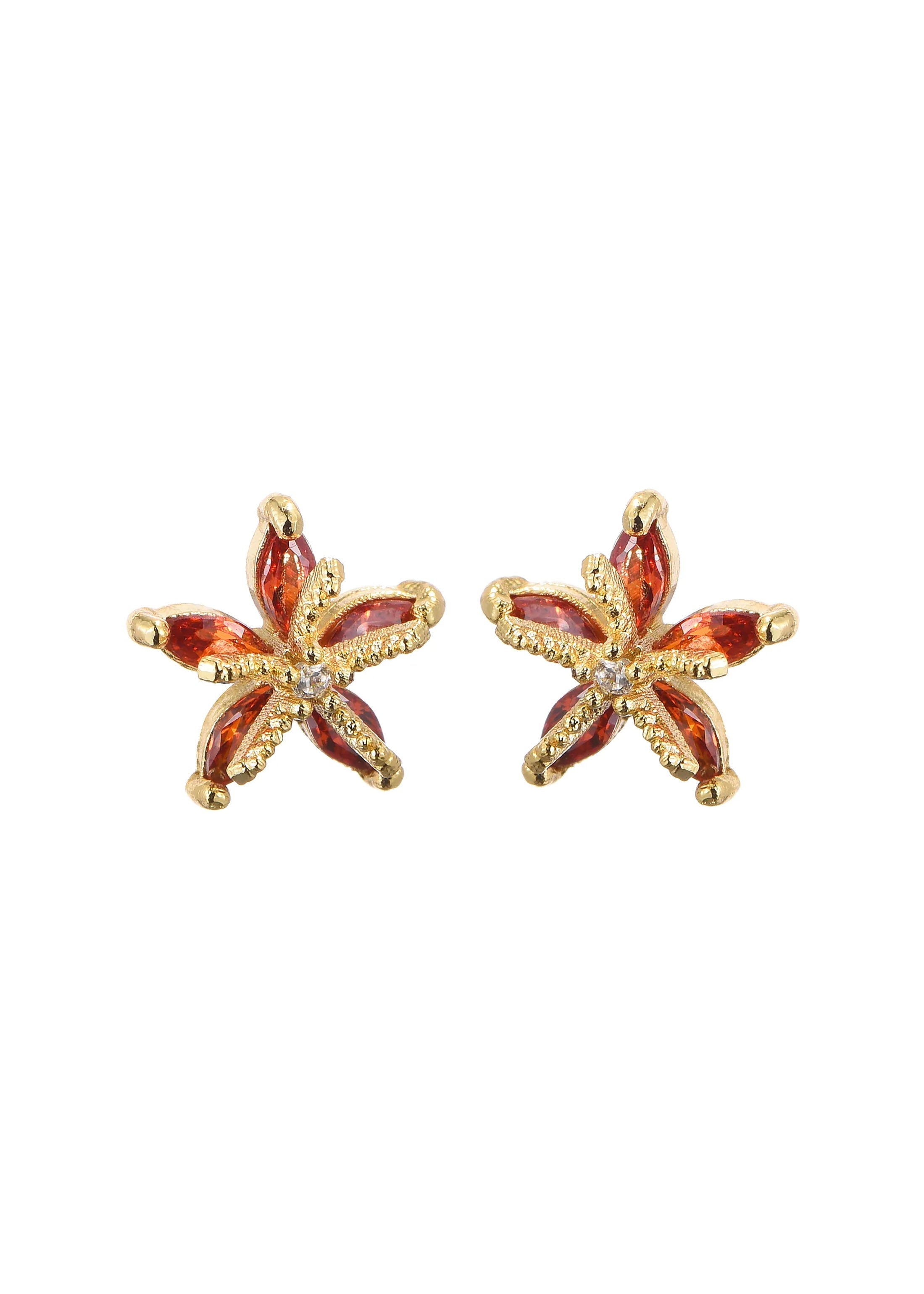 Pendientes de botón Petit Red Seastar con brillantina