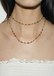 Michelle Colorful Hearts Love Golden XL Long Lariat Necklace