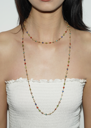 Michelle Colorful Hearts Love Golden XL Long Lariat Necklace