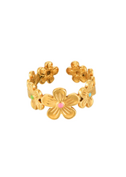 Jungle Flower Blooming Colorful Golden Ring