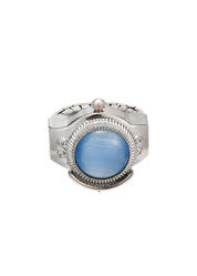 Midnight O'Clock Blue Night Adjustable Silver Watch Ring