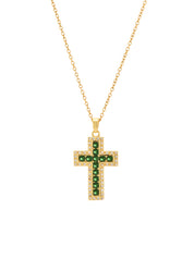 Raphaelle Glittering Cross Necklace - White