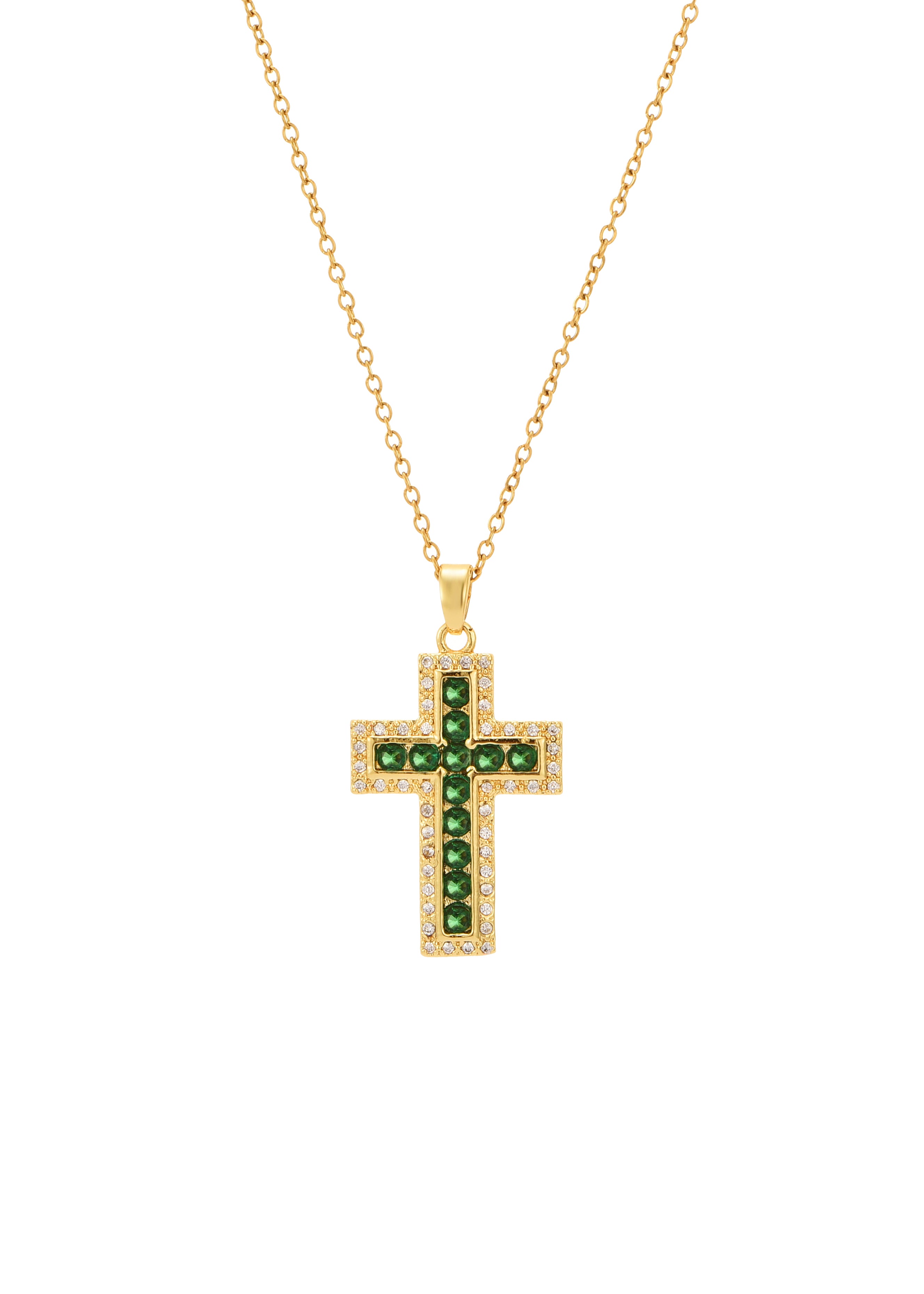 Raphaelle Glittering Cross Necklace - White