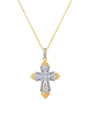 Mavis Crystal Golden Cross Necklace