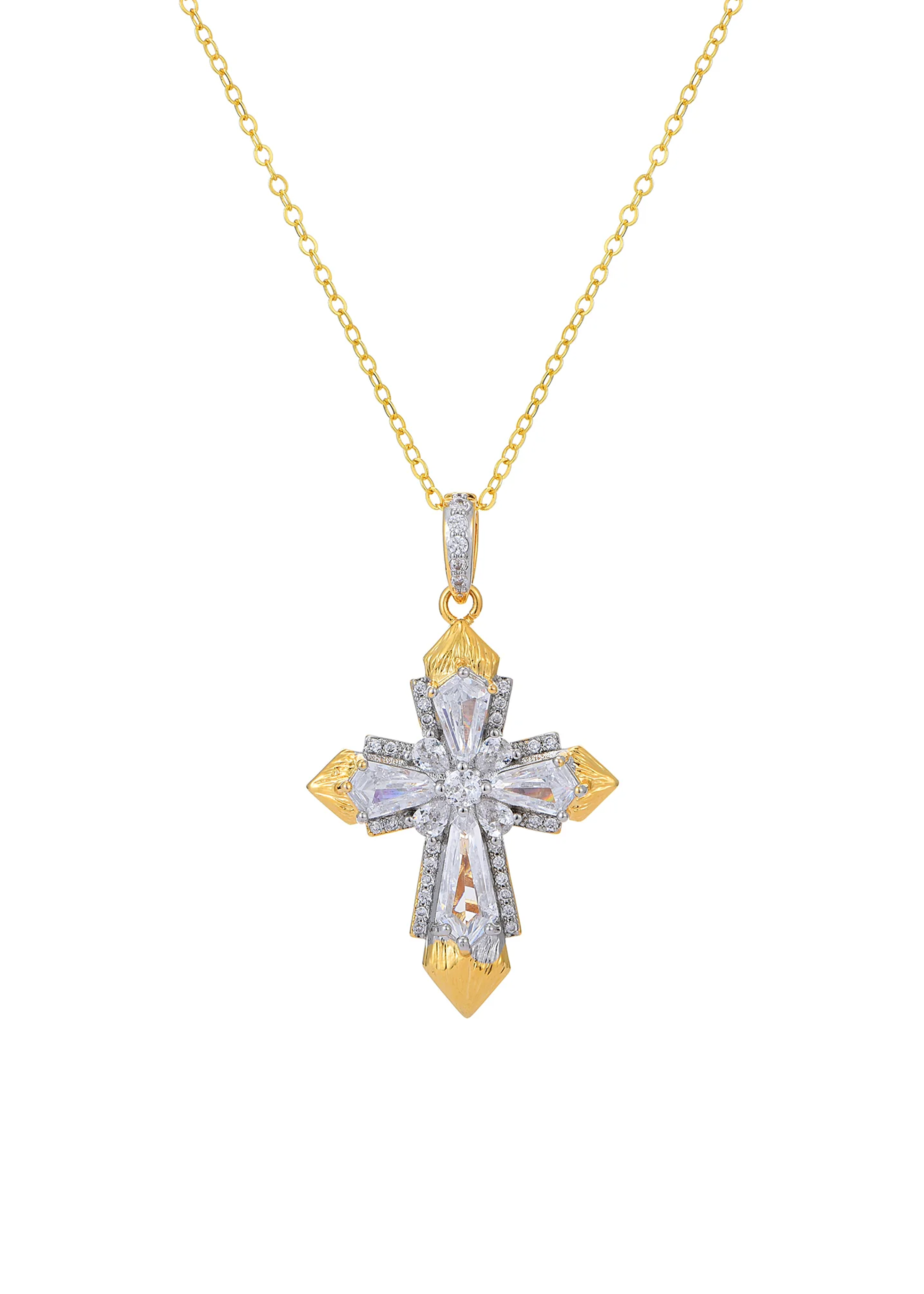 Mavis Crystal Golden Cross Necklace