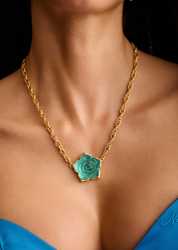 Midsummer Night Dream Blue Rose Golden Necklace