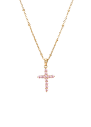 Grace Pink Golden Cross Necklace