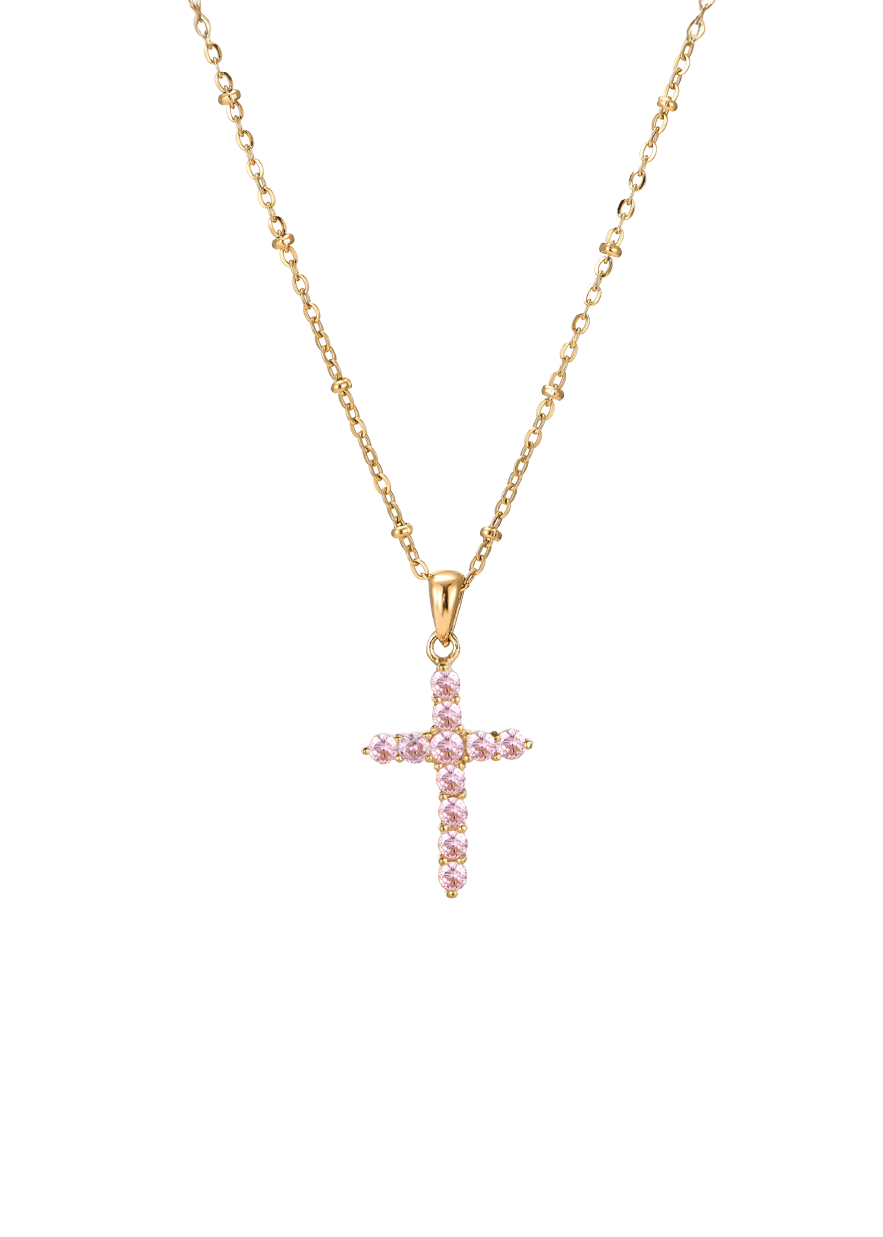 Grace Pink Golden Cross Necklace