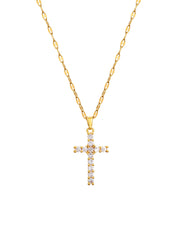 Grace Glittering Cross Golden Necklace