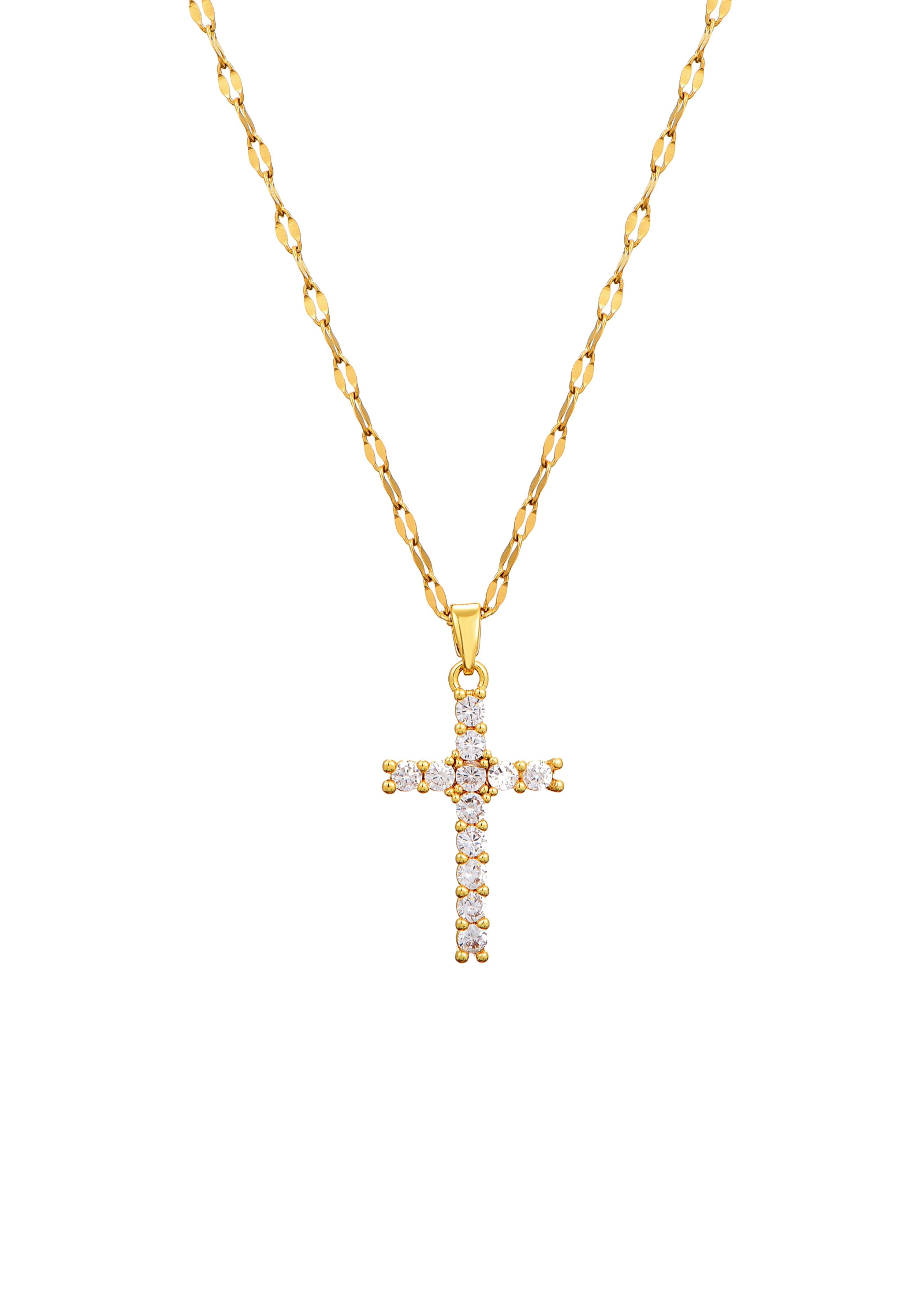 Grace Glittering Cross Golden Necklace