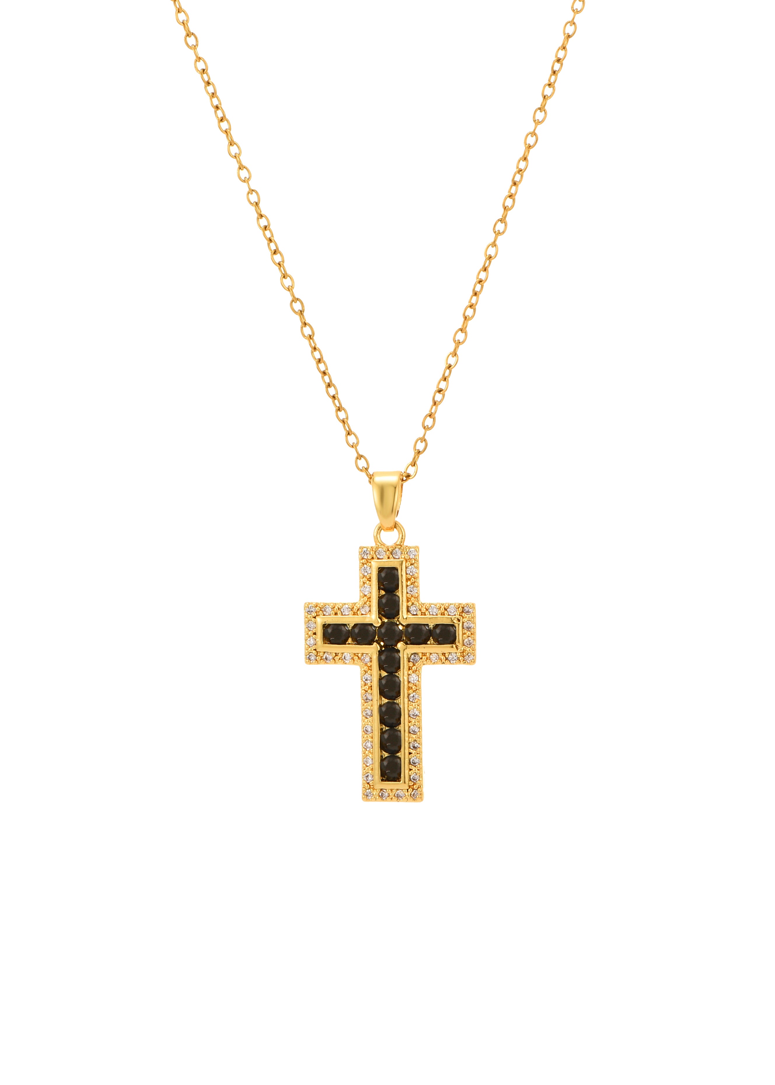 Raphaelle Glittering Cross Necklace - White