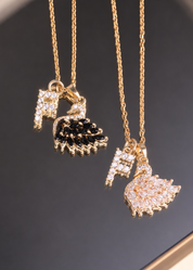 Black Swan Wings Alphabets Golden Necklace