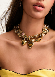 Manuelle Brown Stone Tiger's Eye Golden Necklace