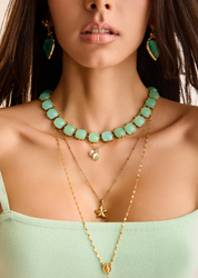 Sid Golden Spiral Shell Jade Stone Necklace