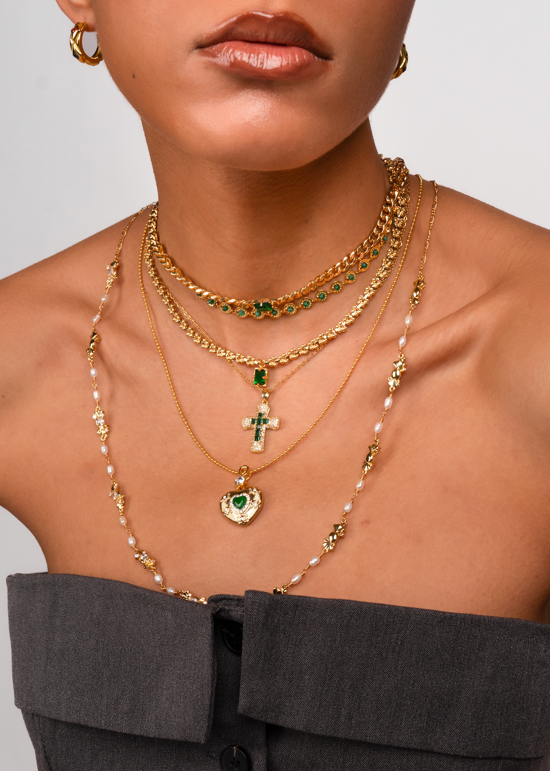 Regina Green Golden Layer Necklace