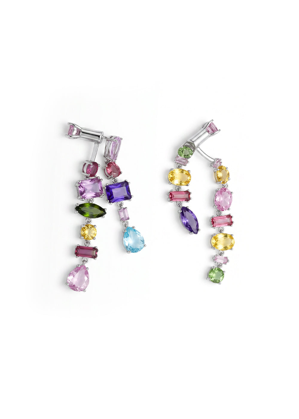 Kylie Colorful Crystals Silver Earrings