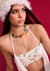 Geraldine Colorful Crystal Cross Lariat Necklace