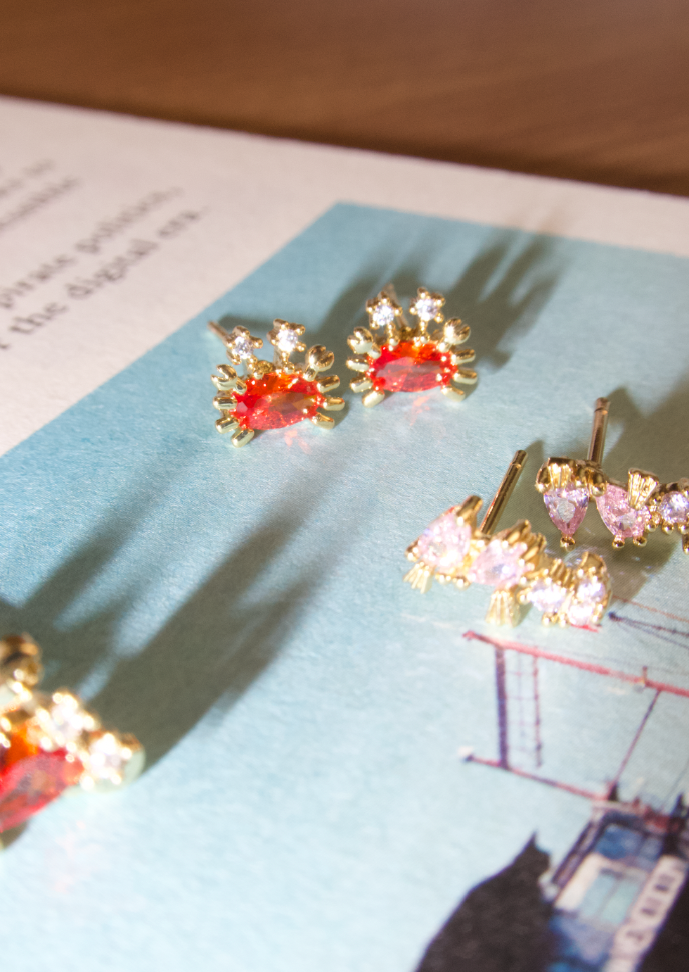 Glittering Petit Orange Crab Stud Earrings