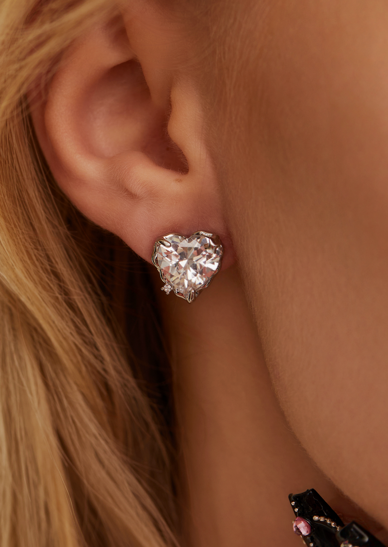Ray Heart and Star Diamond Earrings