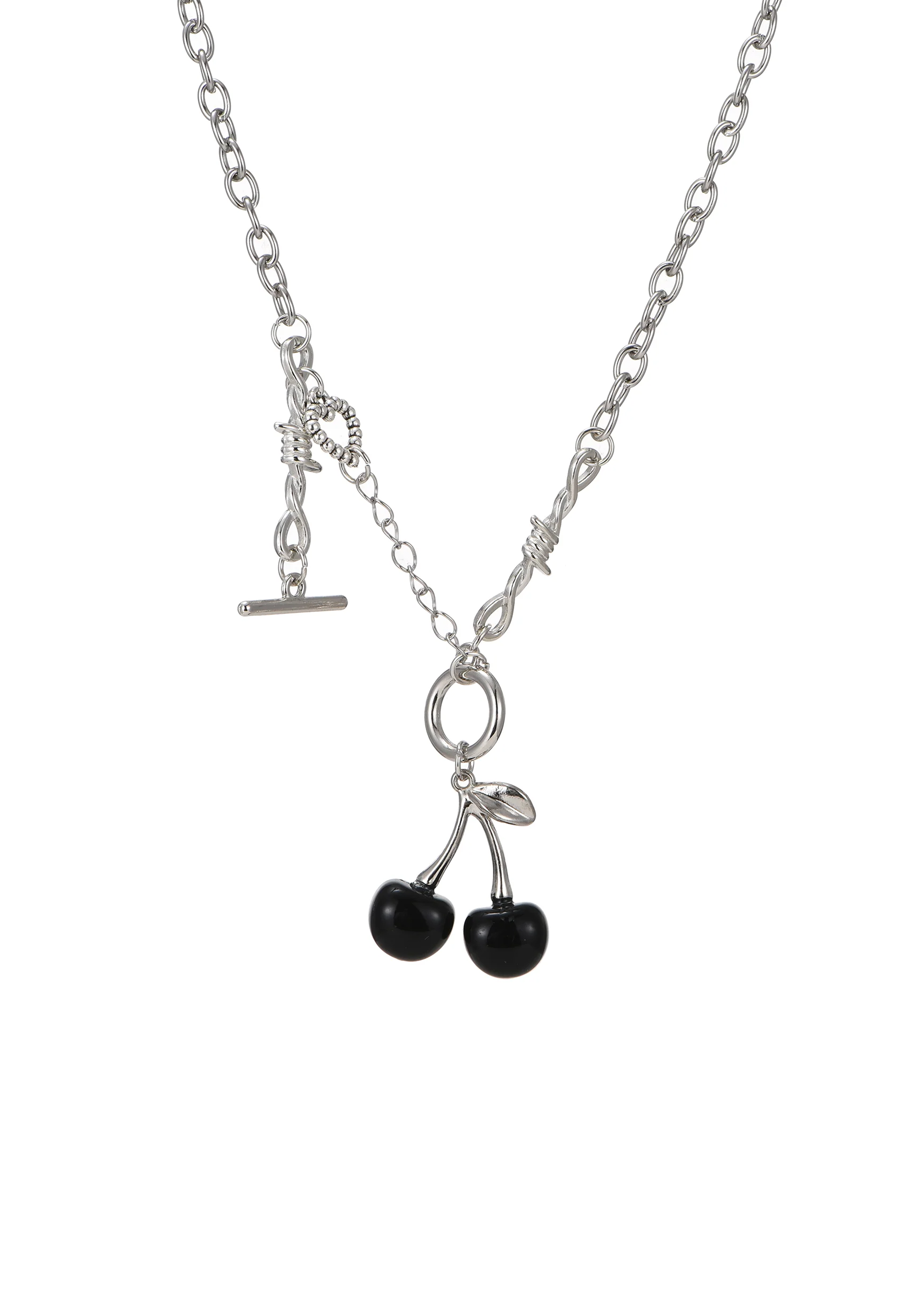 Black Cherry Garden Silver Necklace