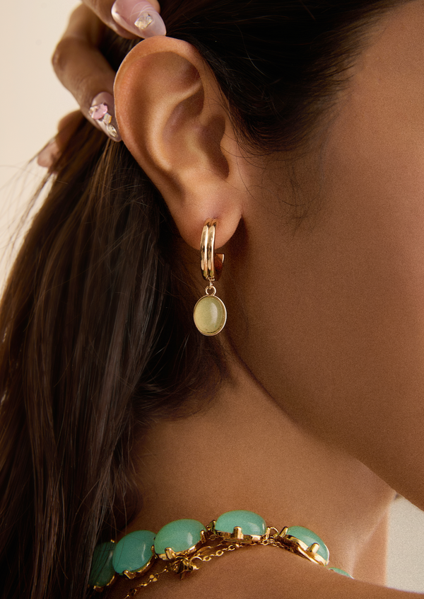 Jaded Jade Golden Earrings