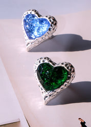 Adam Love In All Shape Green Ring - Silver
