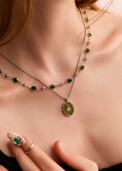 Sabina Green Silver Necklace